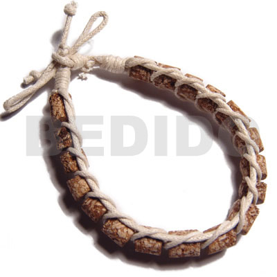 mahogany cylinder beads in macrame beige wax cord - Home