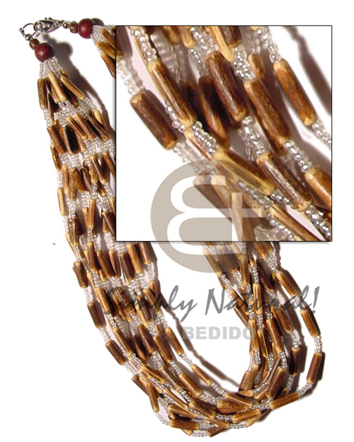 12 layers  sig-id wood tube  clear glass beads - Home